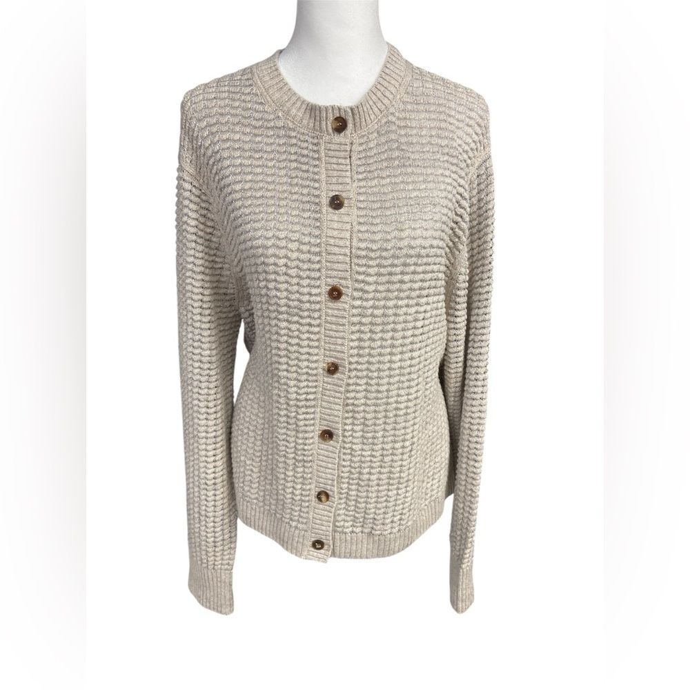 Lafayette 148 New York Textured Stitch Crewneck Linen Silk Blend Cardigan XL - Picture 3 of 12